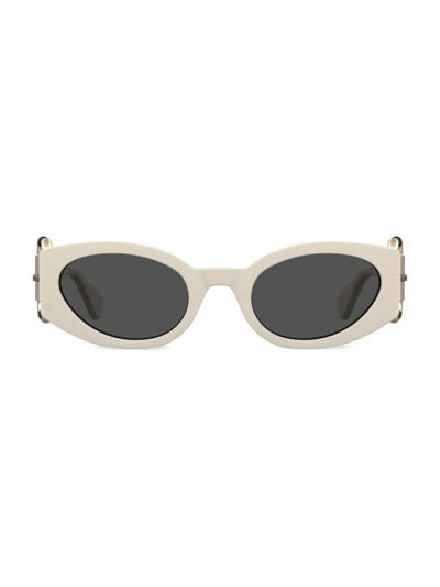 Moschino Women's Mos154/s 53mm Oval Buckle Sunglasses In Ivory Gold Grey