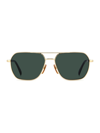 David Beckham Men's 59mm Metal Aviator Sunglasses In Gold Havana Green