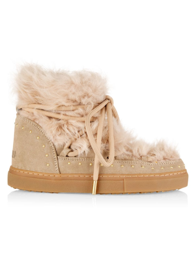 Inuikii Shearling And Leather Ankle Boots In Beige