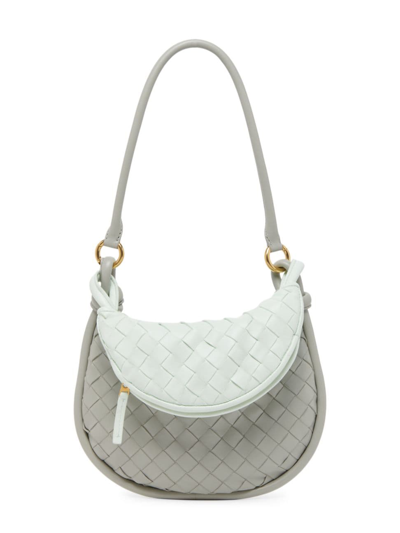 Bottega Veneta Gemelli Small Intrecciato Shoulder Bag In White-m Brass