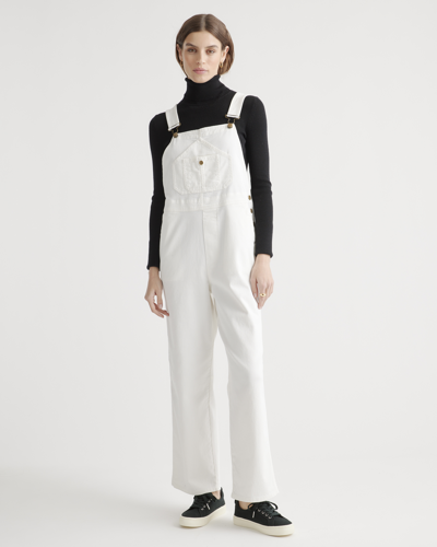 Quince Women's Organic Stretch Cotton Twill Relaxed Overalls In Ivory