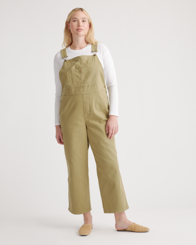 Quince Women's Organic Stretch Cotton Twill Relaxed Overalls In Olive