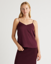 Quince Women's Washable Stretch Silk V-neck Cami In Wine Tasting