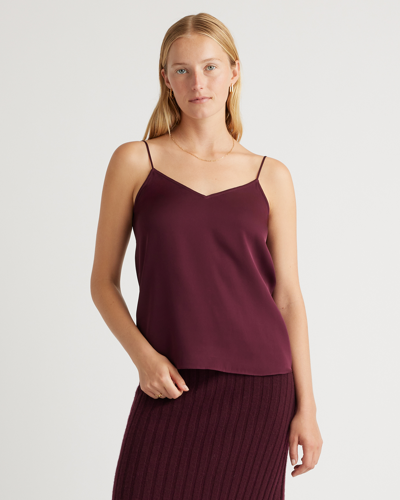 Quince Women's Washable Stretch Silk V-neck Cami In Wine Tasting