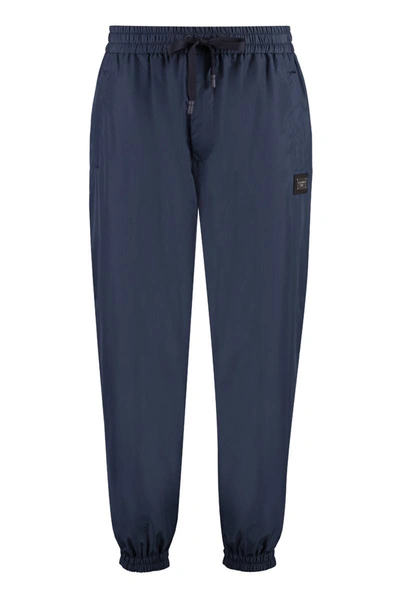 Dolce & Gabbana Logo Detail Nylon Track-pants In Blue