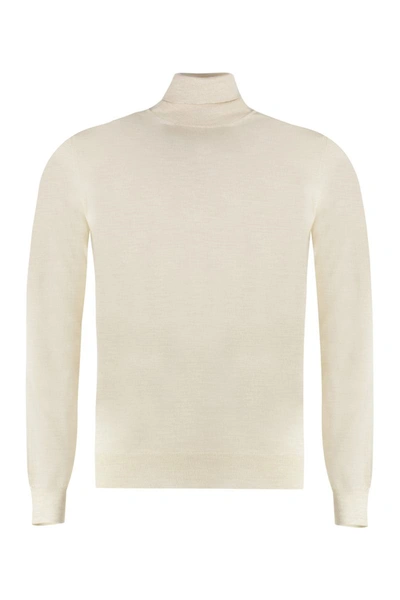 Drumohr Turtleneck Merino Wool Sweater In Panna