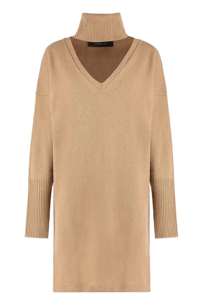 Federica Tosi Ribbed Knit Dress In Camel