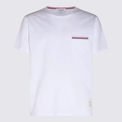 THOM BROWNE THOM BROWNE WHITE COTTON RWB POCKET TRIM T-SHIRT