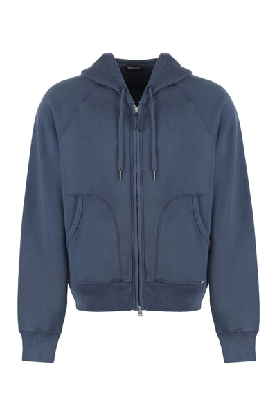 Tom Ford Zip Up Hoodie In Blue