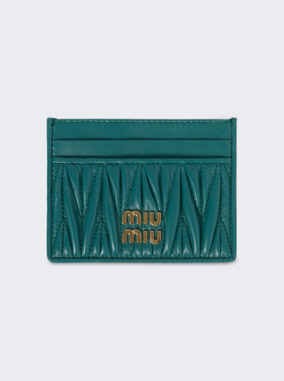 Miu Miu Metelasse Card Holder In Blue