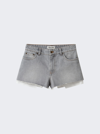 Miu Miu Edge-edged Denim Shorts In Grigio