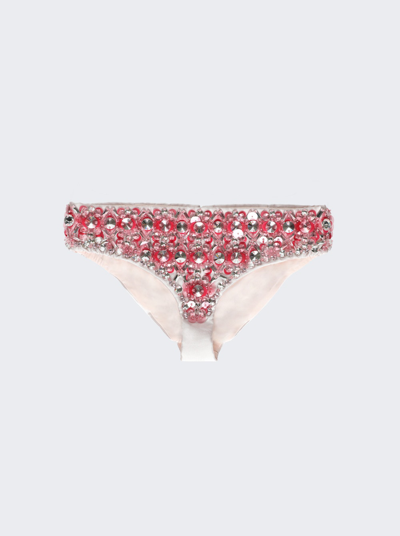 Miu Miu Embroidered Silk Bottoms In Opal