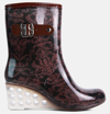 London Rag Drench Clear Wedge Rainboots In Brown