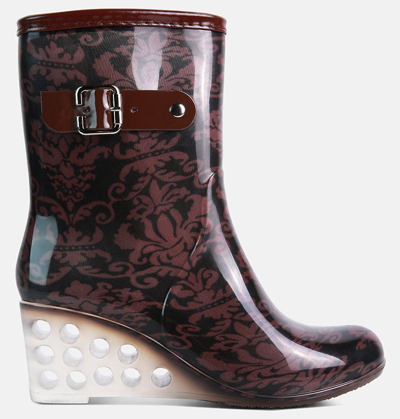 London Rag Drench Clear Wedge Rainboots In Brown