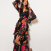 Hutch Long-sleeve V-neck Wrap Maxi Dress In Black