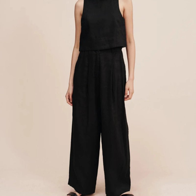 Posse Exclusive Poppy Linen Cropped Top In Black