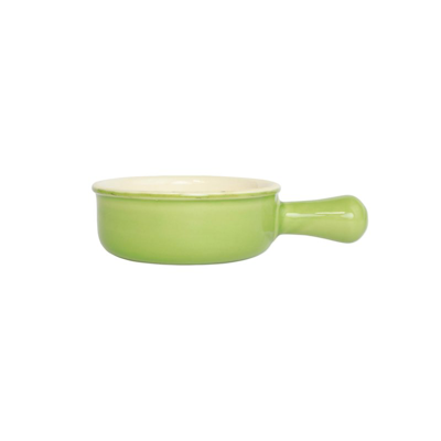 Vietri Italian Bakers Small Round Baker With Large Handle In Green