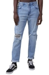 Cotton On Ripped Knee Relaxed Tapered Jeans In Surf Blue Ripped