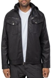 X-RAY XRAY FAUX LEATHER HOODED MOTO JACKET WITH FAUX FUR LINING