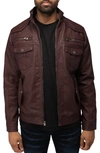 X-ray Faux Leather Utility Jacket In Burgundy