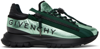 Givenchy Men's Spectre Runner Sneakers In Laminated Leather With Zip In Green Silvery