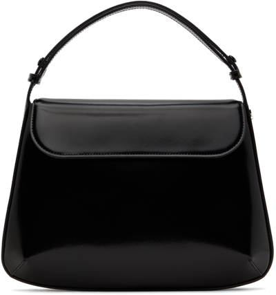 Courrèges Sleek Leather Medium Handbag In Black