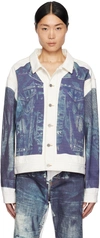 JEAN PAUL GAULTIER WHITE & BLUE TROMPE L'ŒIL DENIM JACKET