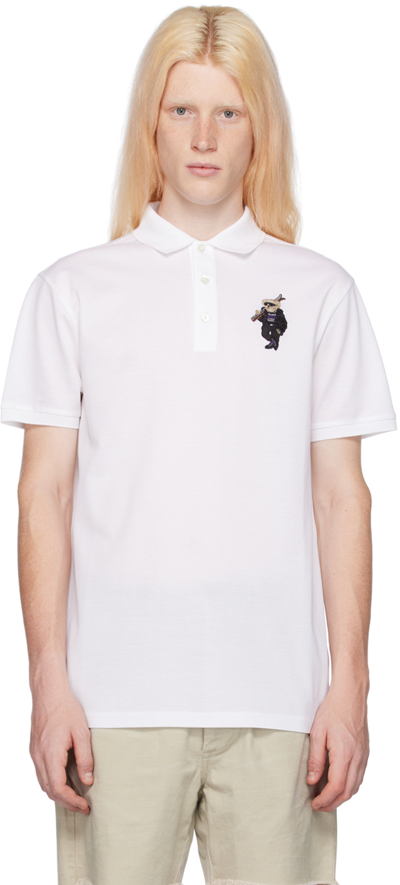Ralph Lauren Purple Label Polo Bear-embroidered Polo Shirt In White
