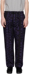 SOUTH2 WEST8 BLACK & PURPLE BELTED TRACK PANTS