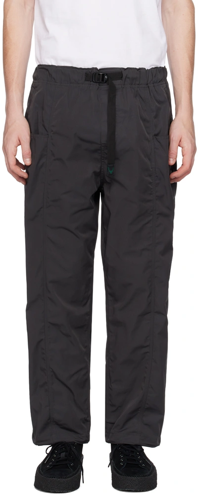 South2 West8 Gray Belted Track Pants In A-charcoal