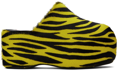 Simonmiller Yellow & Black Platform Bubble Slip-on Loafers In 96258 Zebra Stripe