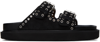 Isabel Marant Lennya Pearly Studded Leather Dual-buckle Sandals In 02fk Faded Black