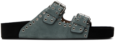 Isabel Marant Blue Lennyo Buckle Sandals In Sea Green