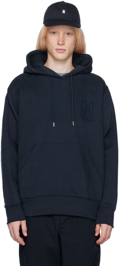 Norse Projects Navy Arne Hoodie In 7004 Dark Navy