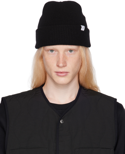Norse Projects Black Merino Lambswool Beanie In 9999 Black
