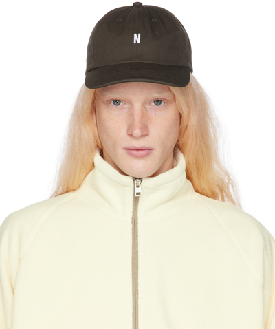 Norse Projects Mens Beech Green Logo-embroidered Cotton-twill Baseball Cap