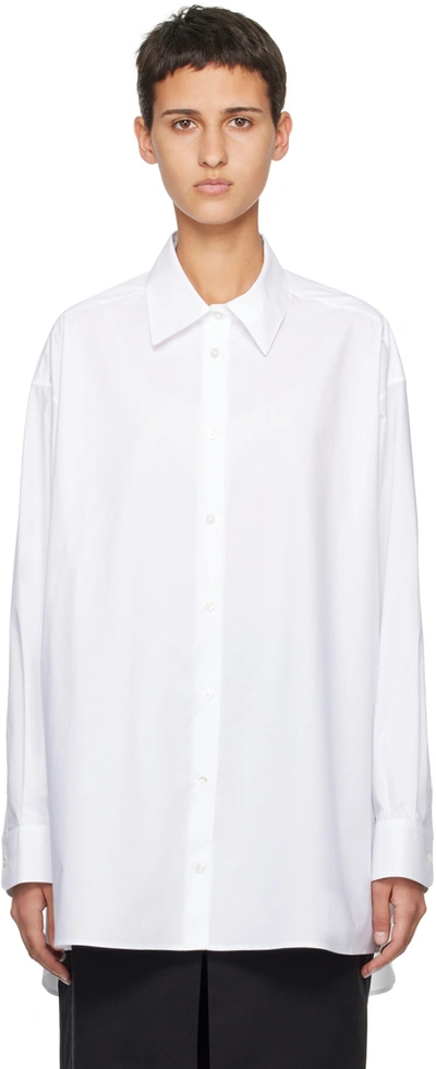 The Row Sisilia Menswear Poplin Shirt In Opw Optic White