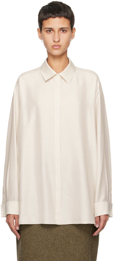The Row Off-white Nomoon Shirt In Beige W/ Stripe