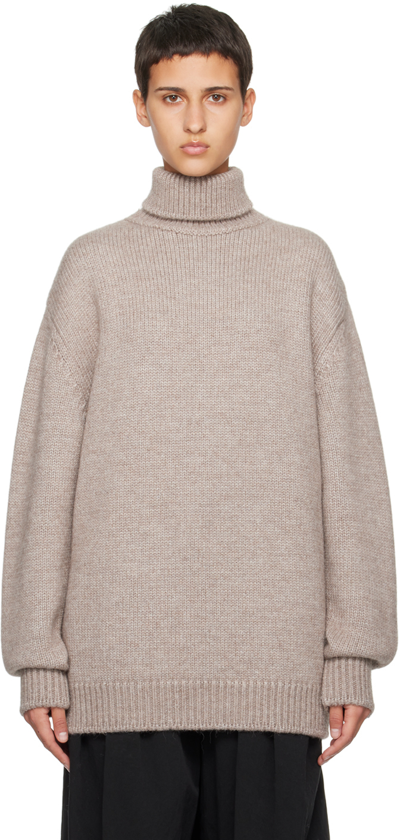 The Row Elu Oversized Alpaca And Silk-blend Turtleneck Sweater In Brown