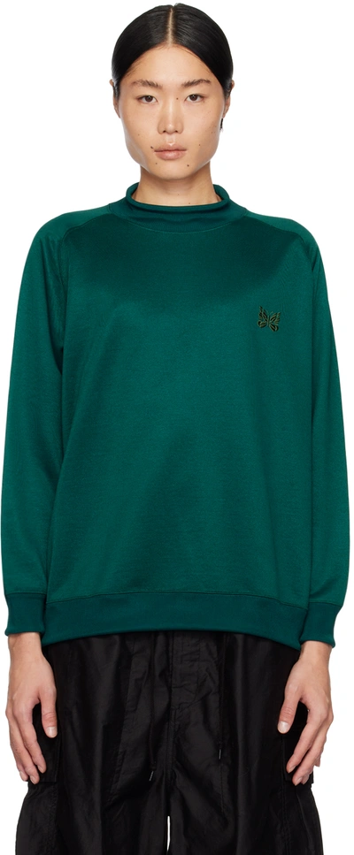 Needles Green Mock Neck Sweatshirt In A-jasper Green