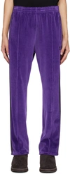 Needles Velour Track Trousers Side Stripes In C-purple