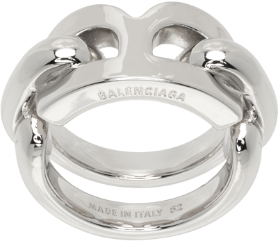 Balenciaga Silver B Chain 2.0 Ring In 0926 Shiny Silver