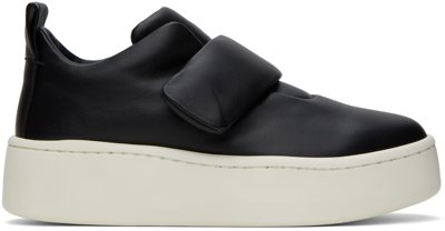 Jil Sander Black Leather Trainers In 001 Black