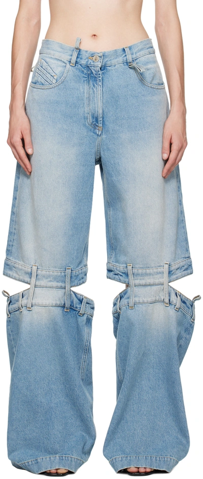 Attico Jeans Aus Denim Mit Ausschnitten In Light Blue