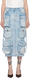 Attico Cargo Denim Skirt In 024 Sky Blue