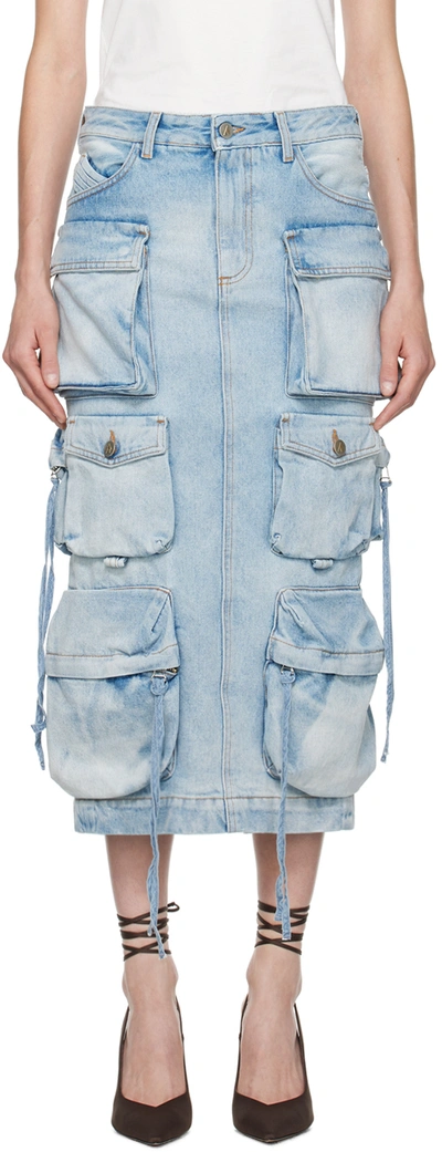 Attico Cargo Denim Skirt In Blue
