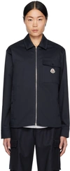 Moncler Cotton Stretch Garbardine Zip-up Shirt Jacket In Cosmic Blue 781