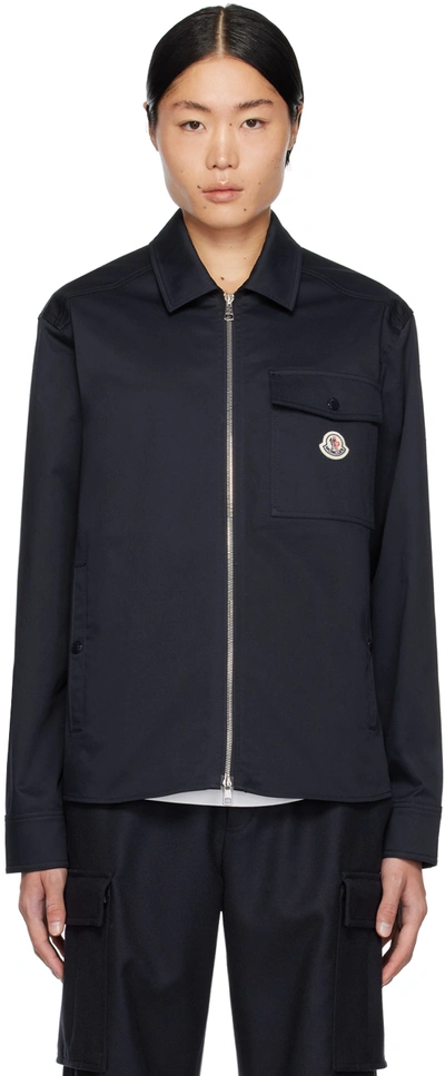 Moncler Navy Camicia Jacket In Cosmic Blue 781