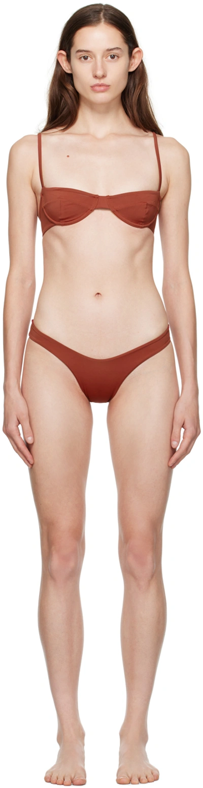 Haight Gaia Ribbed Underwired Bikini In Red