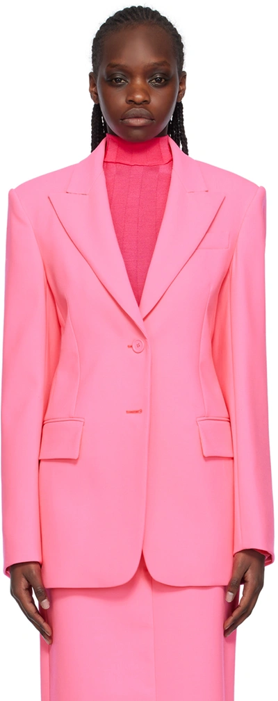 Sportmax Single-breasted Peak-lapels Blazer In Pink